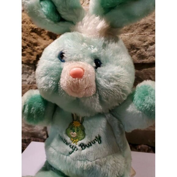 Vintage 1984 Animal Toys Cuddle Up Bunny Rabbit Friend Green 18" Plush Stuffed - Picture 7 of 8